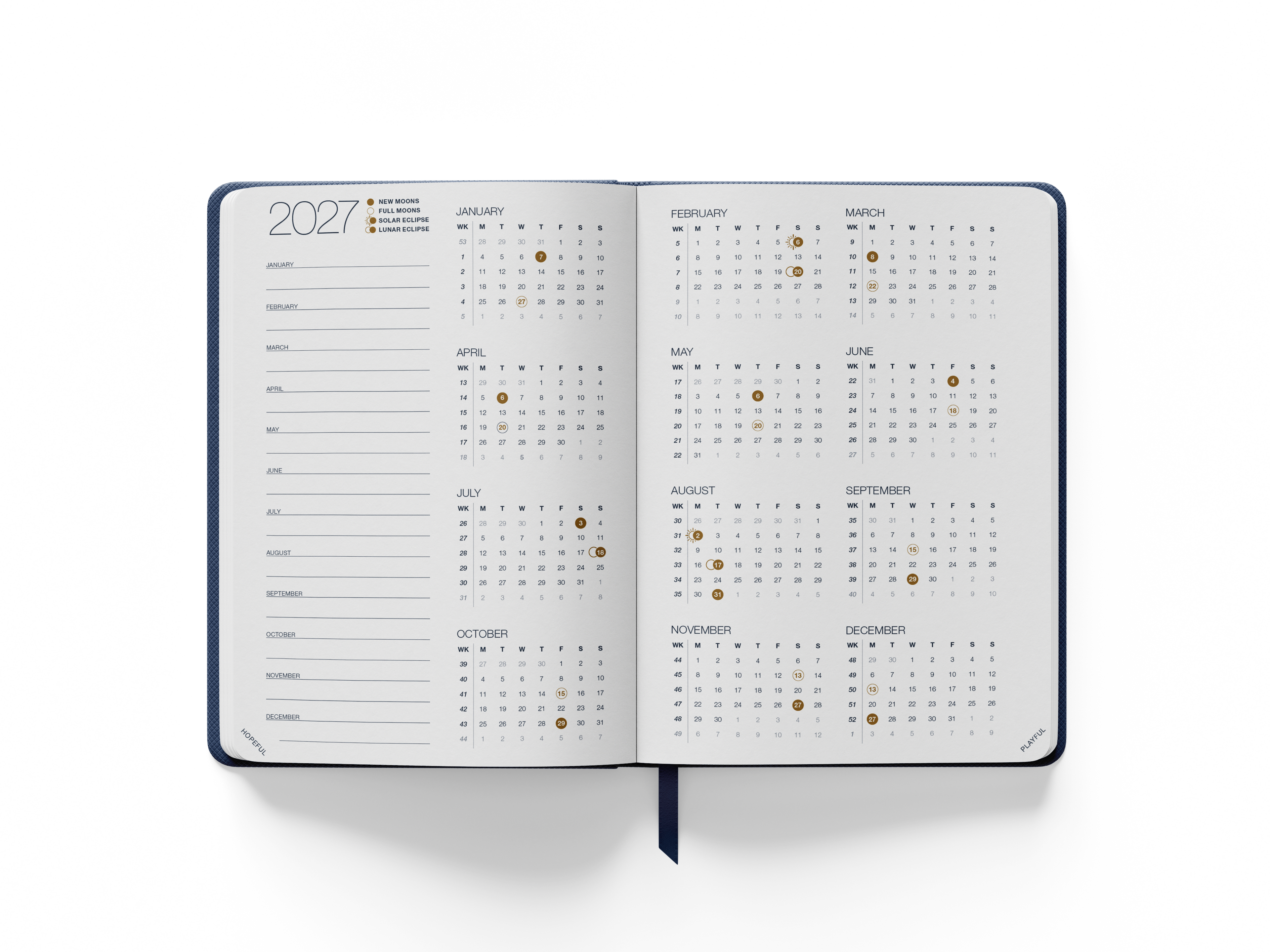 2027 Daily CENTERED Planner | Navy Linen Cover